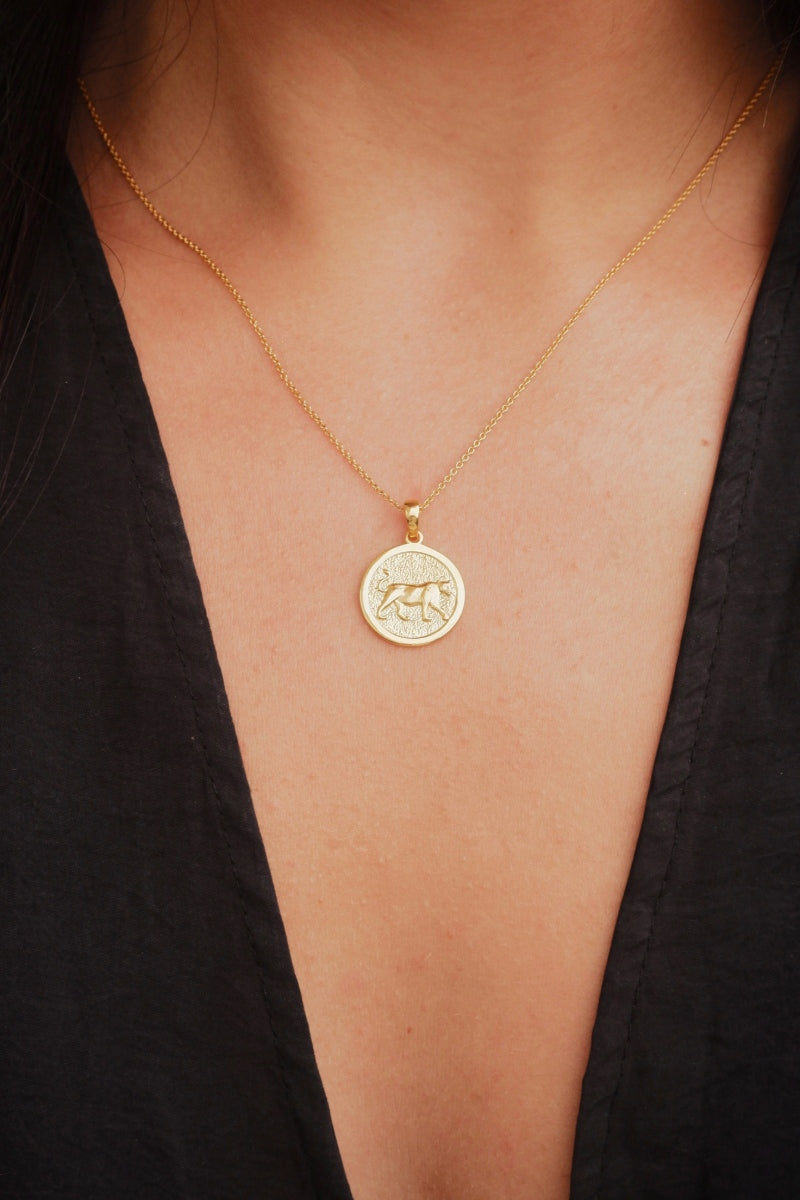 Gold vermeil lioness pendant