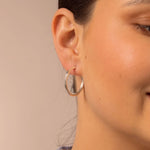 silver angled hoop earrings
