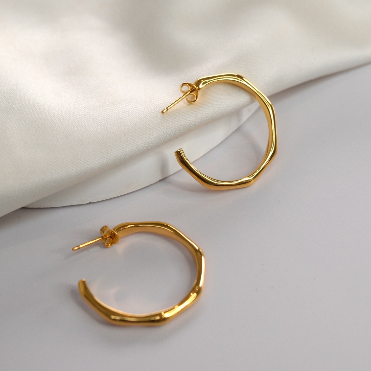 Gold Angled Hoop Earrings - Livetta