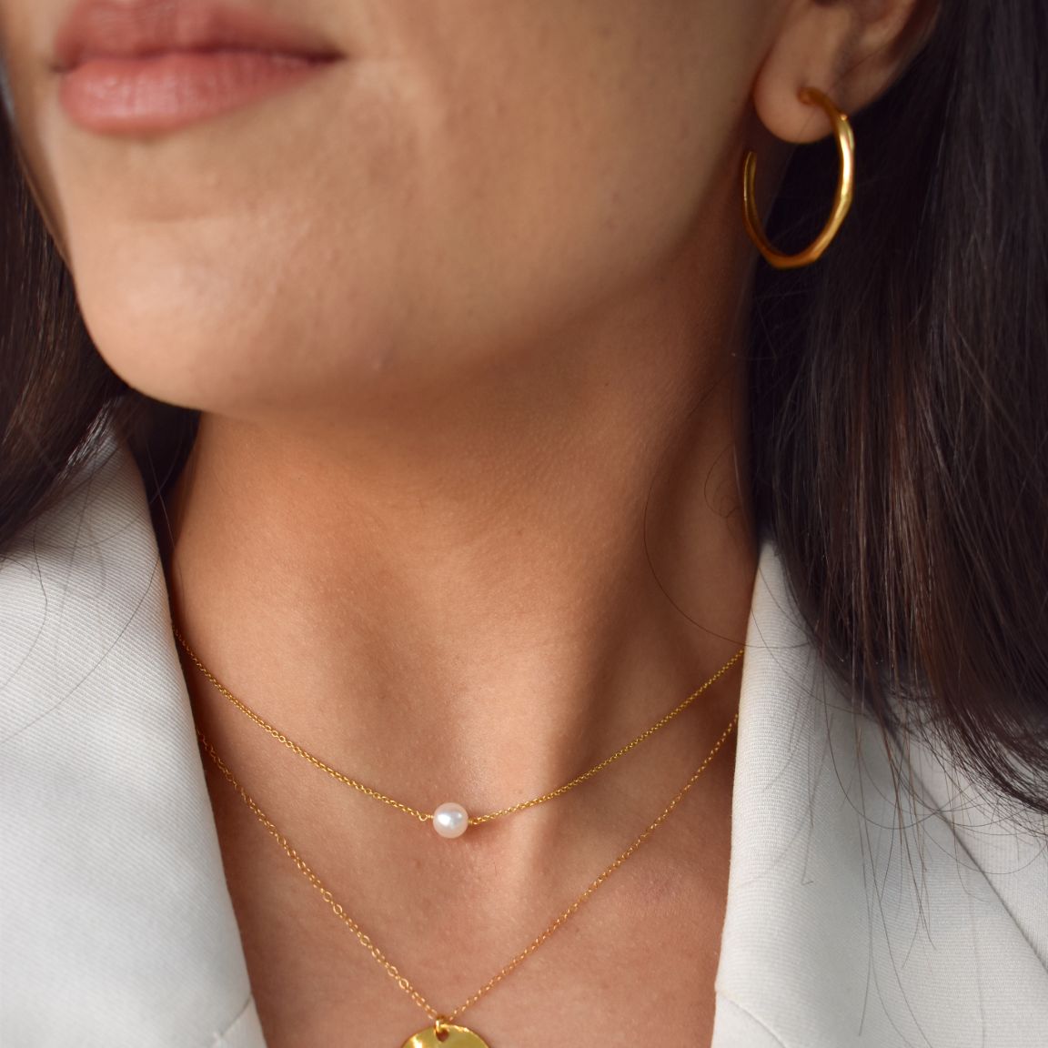 Gold Angled Hoop Earrings 