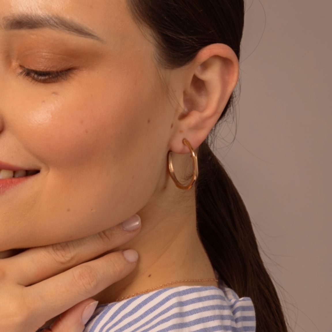 rose gold angled hoop earrings