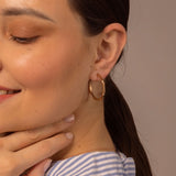 rose gold angled hoop earrings