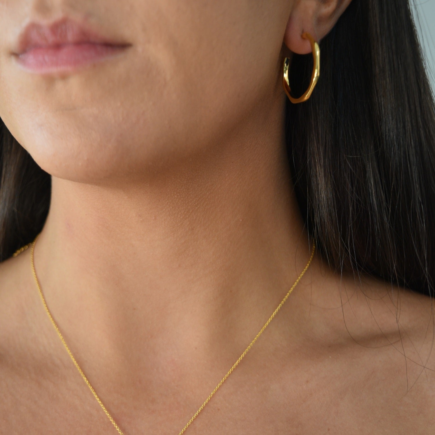 Gold Angled Hoop Earrings - Livetta