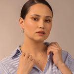silver angled hoop earrings