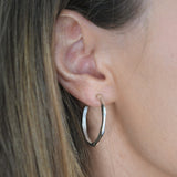 Silver Angled Hoop Earrings - Livetta