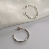 Silver Angled Hoop Earrings - Livetta