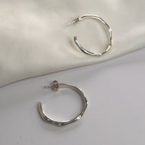 Silver Angled Hoop Earrings - Livetta