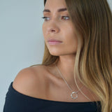 Silver angled hoop pendant