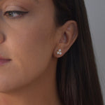 Gold clover pearl studs