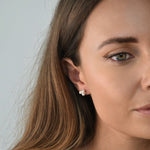 Silver clover pearl studs