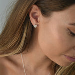 Silver clover pearl studs