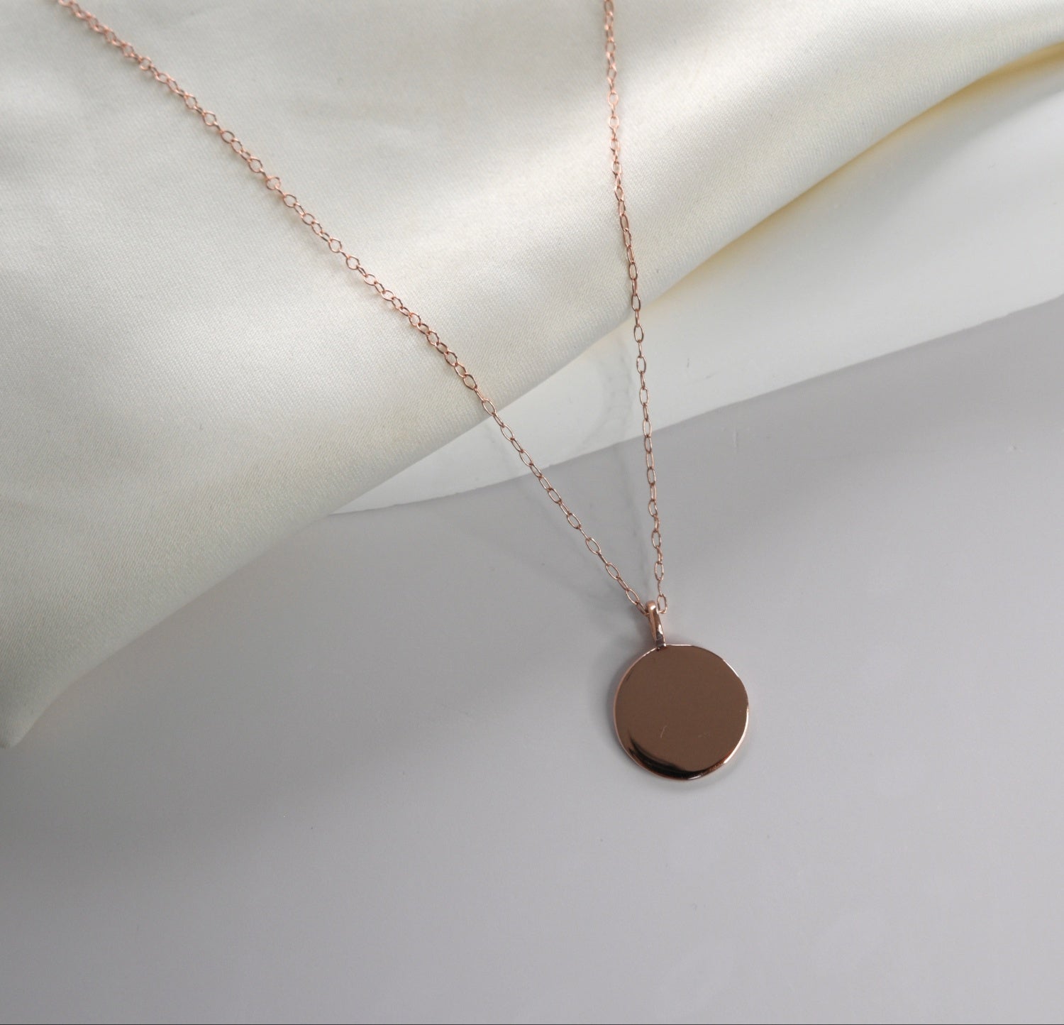 Rose Gold disc pendant necklace