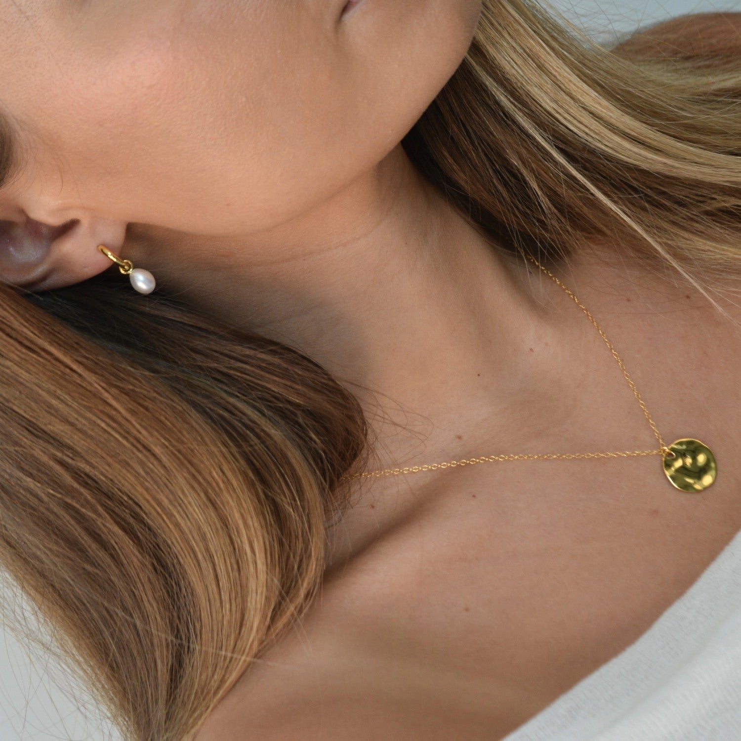 Gold Drop Pearl Huggies - Livetta - 