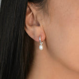 Silver Drop Pearl Huggies - Livetta - 