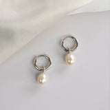 Silver Drop Pearl Huggies - Livetta - 