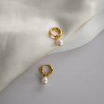 Gold Drop Pearl Huggies - Livetta - 