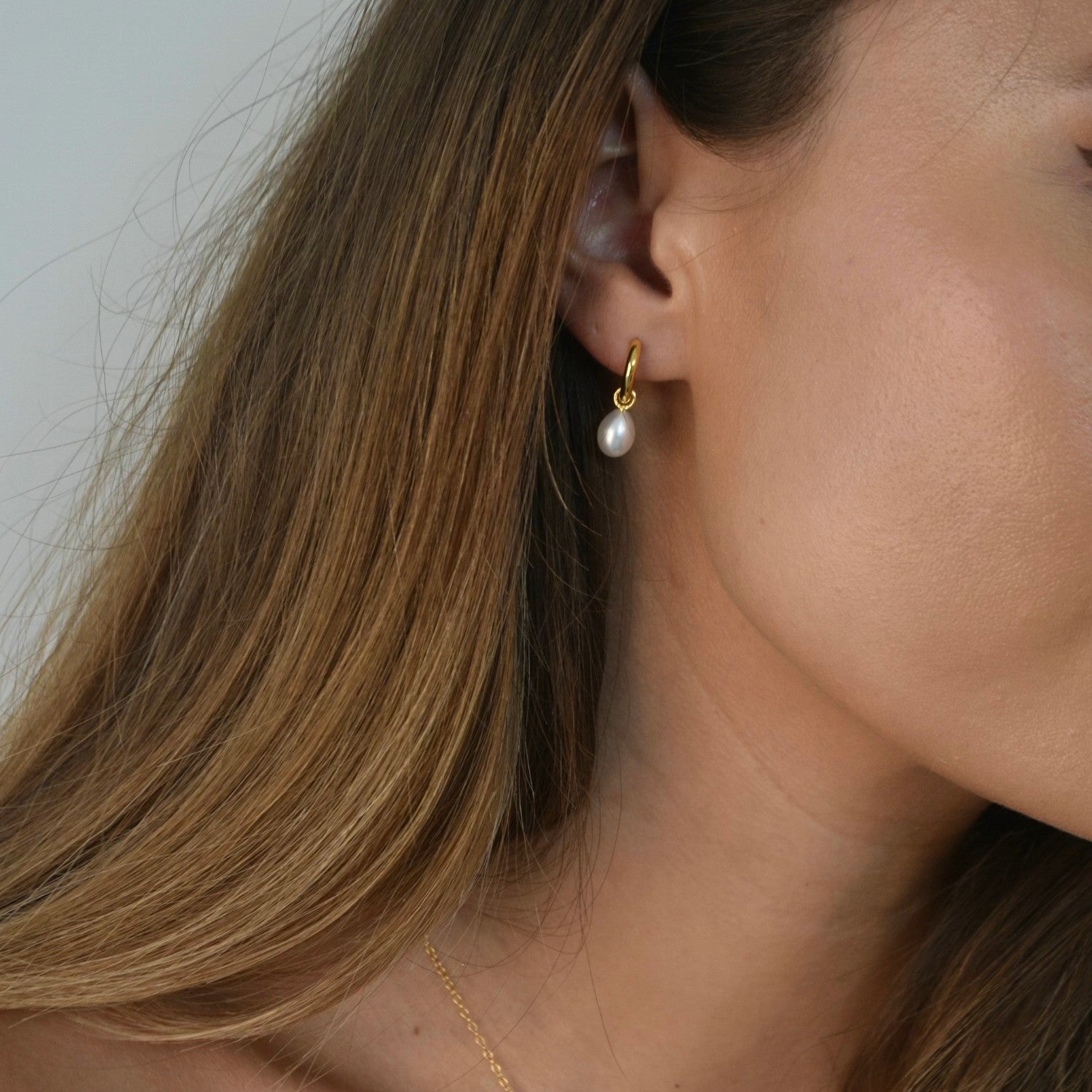 Gold Drop Pearl Huggies - Livetta - 