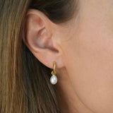 Gold Drop Pearl Huggies - Livetta - 