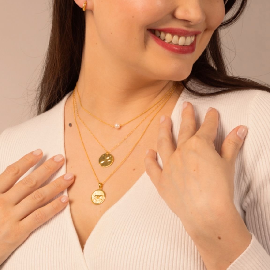 Hammered Pendant Necklace - Livetta - 