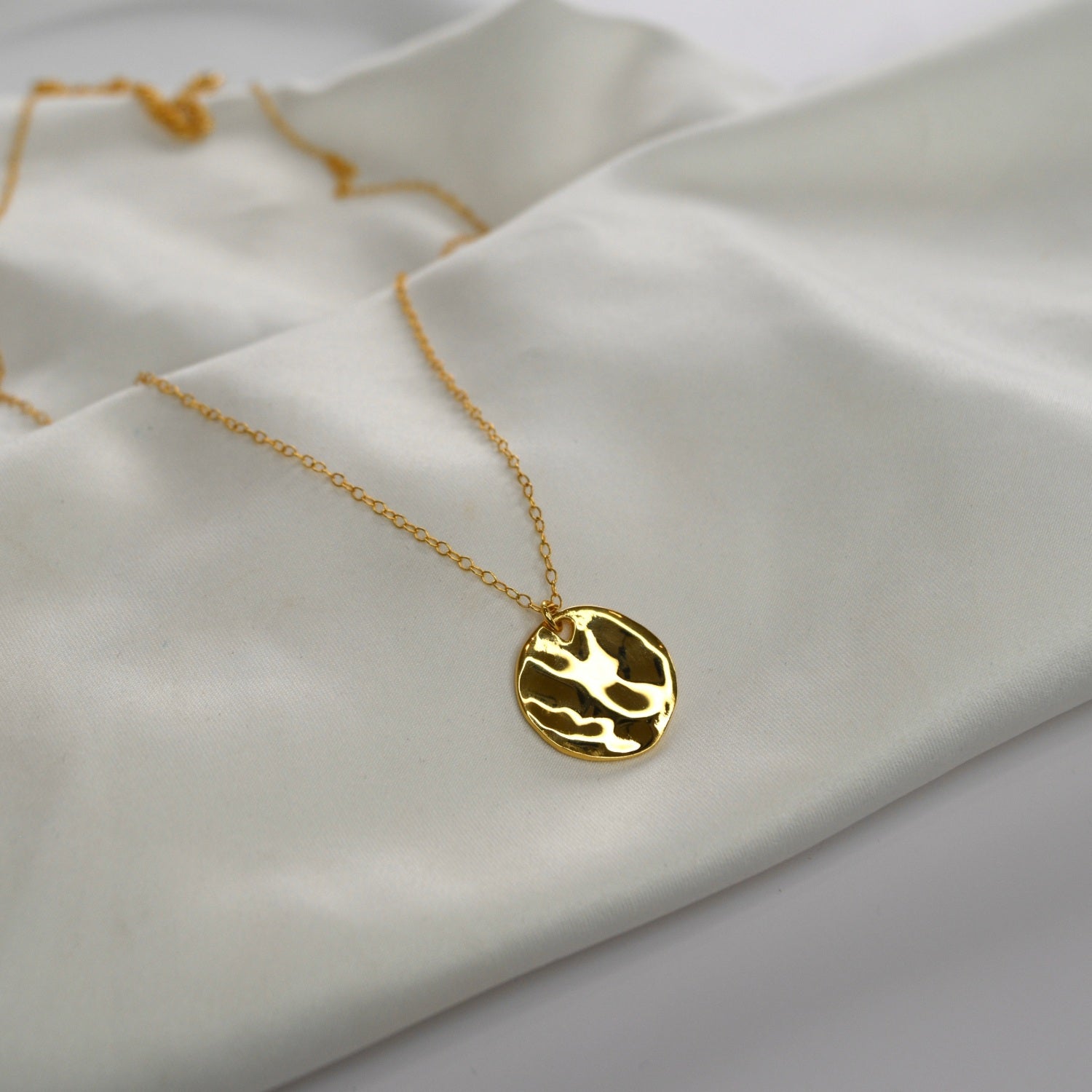 Gold Hammered Pendant Necklace - Livetta
