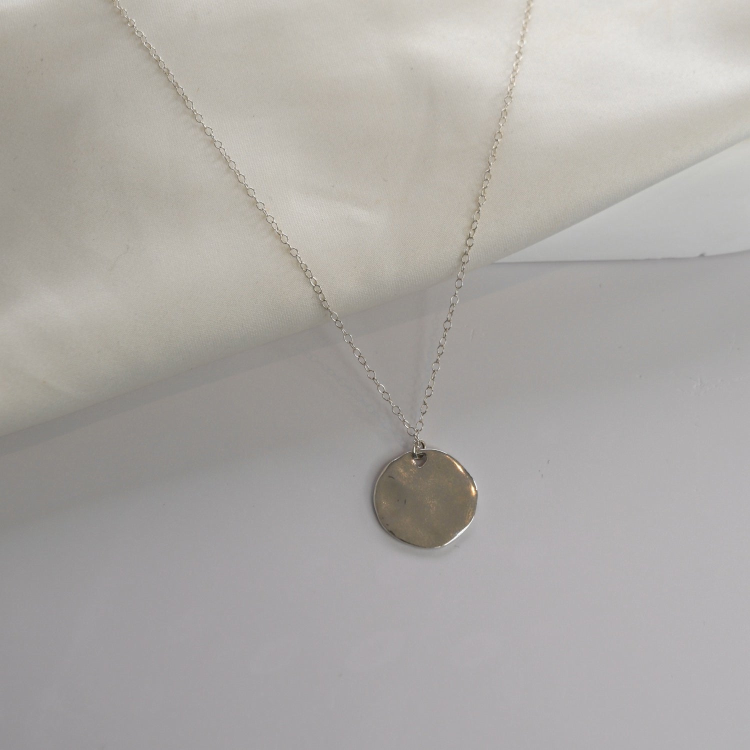 Silver Hammered Pendant Necklace - Livetta