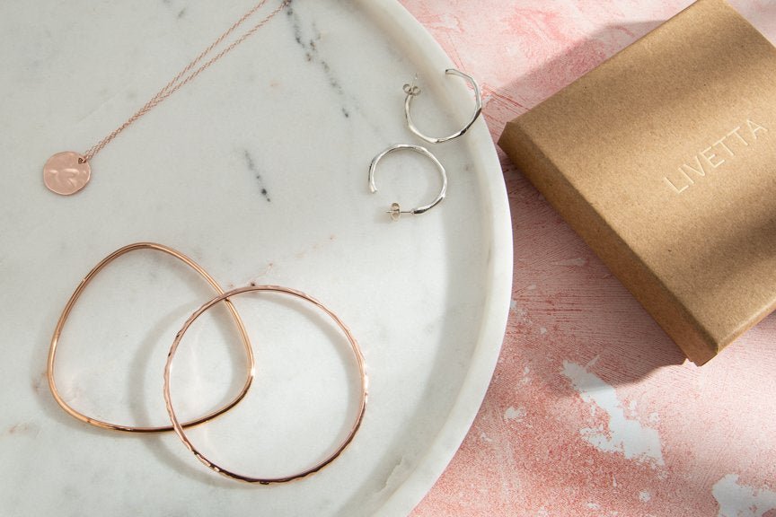 Silver Angled Hoop Earrings - Livetta