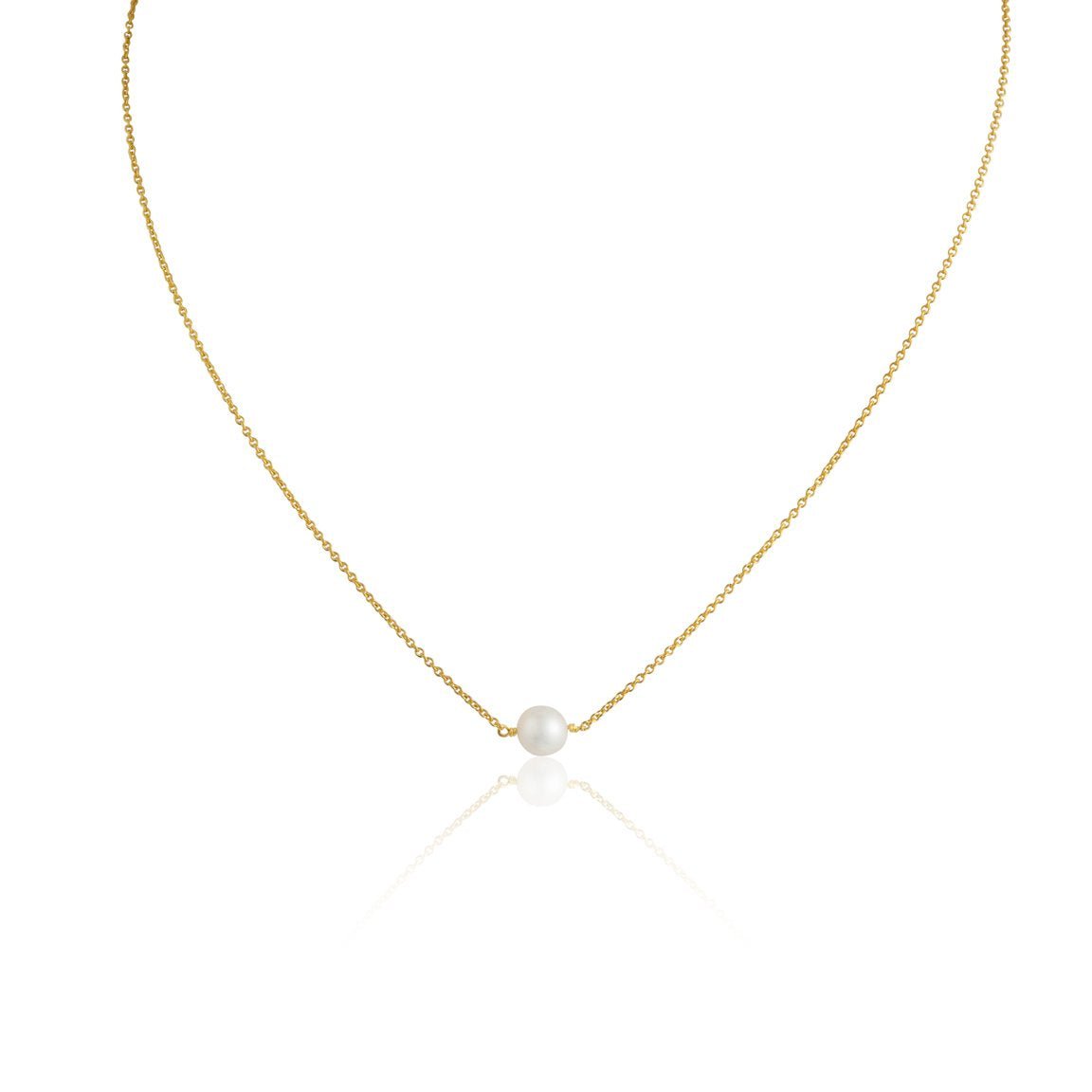 single white pearl yellow gold vermeil necklace