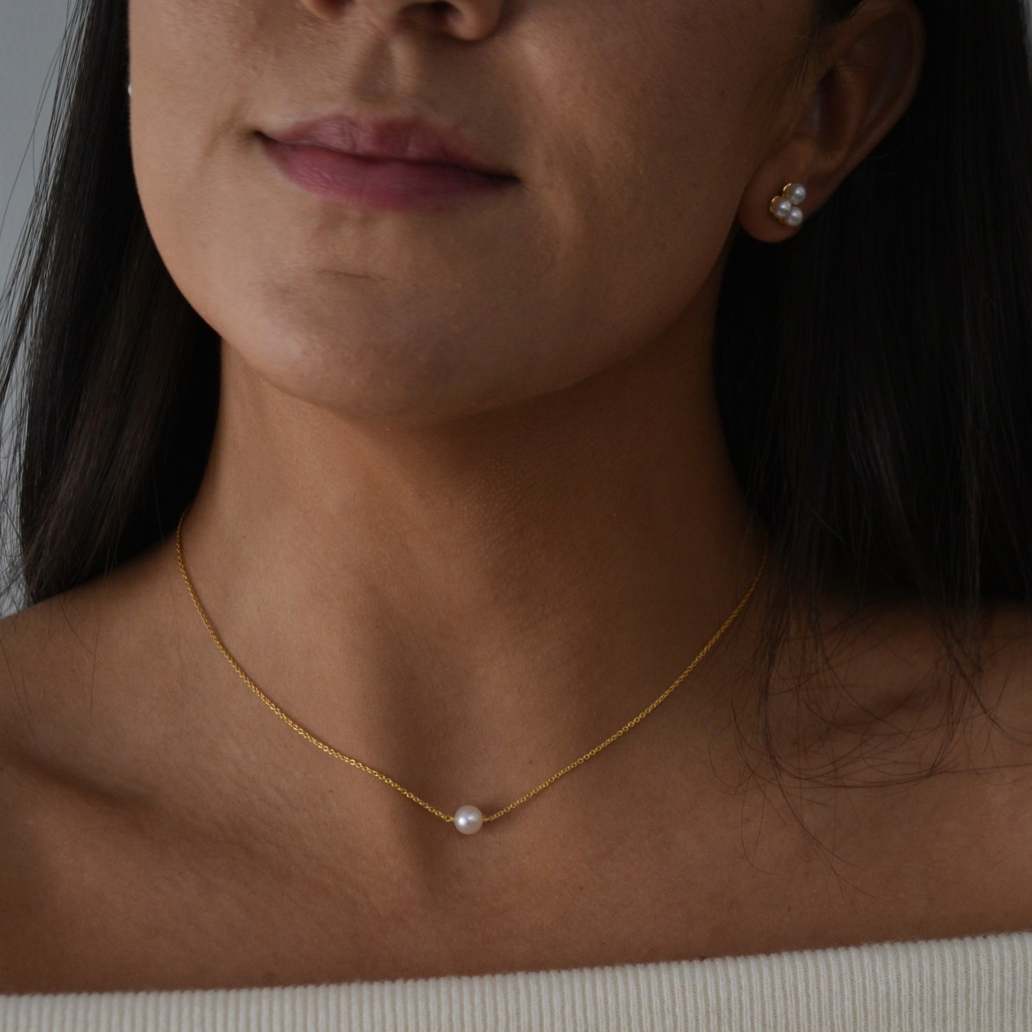 Single Pearl Gold Choker necklace - Livetta