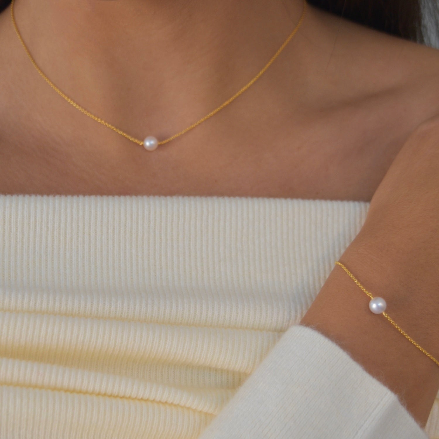Single Pearl Gold Choker necklace - Livetta