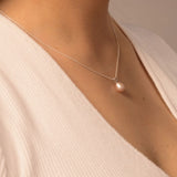 White Gold Drop Pearl Necklace - Livetta - 