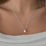 White Gold Drop Pearl Necklace - Livetta - 