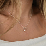 White Gold Drop Pearl pink Necklace - Livetta - 