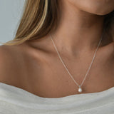 White Gold Drop Pearl Necklace - Livetta - 