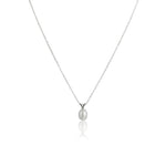 White Gold Drop Pearl Necklace - Livetta - 
