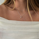 White Gold Drop Pearl pink Necklace - Livetta - 
