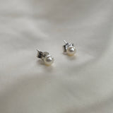 White Pearl Stud Earrings - Livetta - 