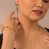 Yellow Gold Pearl Drop Necklace - Livetta - 