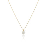 white pearl drop yellow gold chain necklace